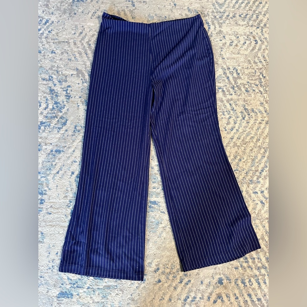 Reformation pin stripe pull on wide leg pant trouser size 12